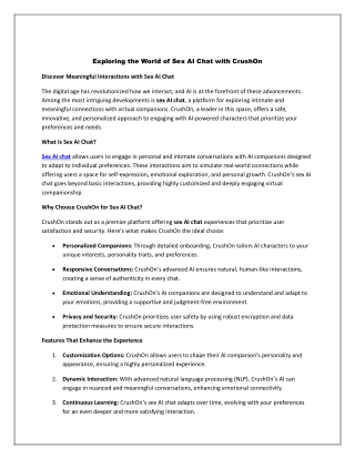 Exploring the World of Sex AI Chat with CrushOn