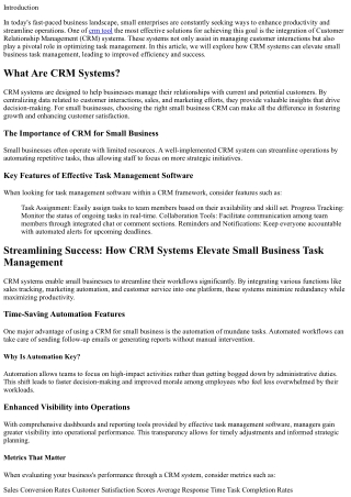 Streamlining Success: How CRM Systems Elevate Small Business Task Management