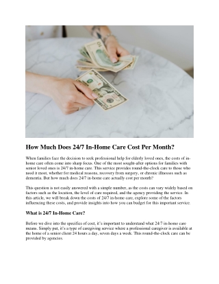 How Much Does 24-7 In-Home Care Cost Per Month