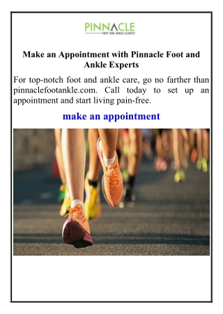 Make an Appointment with Pinnacle Foot and Ankle Experts