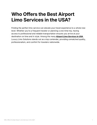 Who Offers the Best Airport Limo Service in the USA