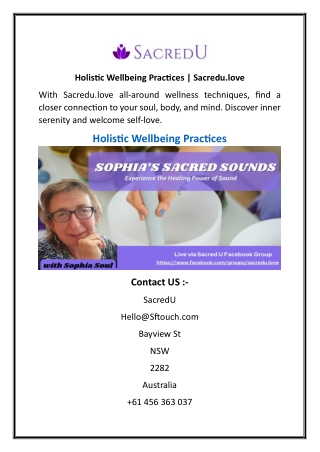 Holistic Wellbeing Practices  Sacredu.love