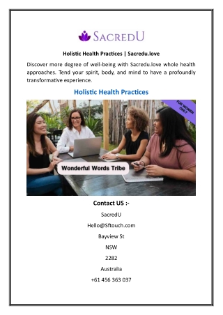 Holistic Health Practices  Sacredu.love