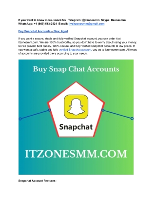 Buy Snapchat Accounts with Fast Delivery