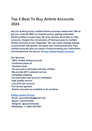 _72 SITE TO BUY Buy Airbnb account