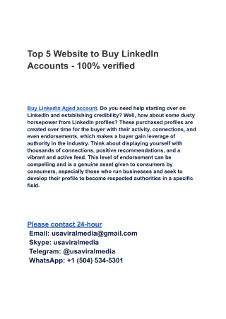 Top 5 Website to Buy LinkedIn Accounts - 100% verified