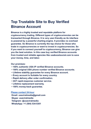 Top Trustable Site to Buy Verified Binance Account