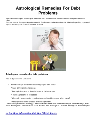 Astrological Remedies For Debt Problems