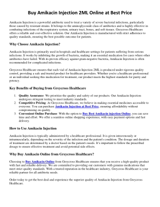 Buy Amikacin Injection 2ML Online at Best Price