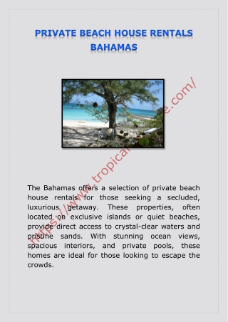 PRIVATE BEACH HOUSE RENTALS BAHAMAS
