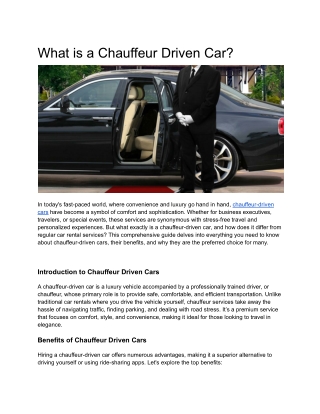 What is a Chauffeur Driven Car? Benefits & Guide
