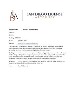 San Diego License Attorney