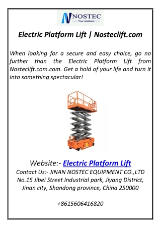 Electric Platform Lift  Nosteclift.com