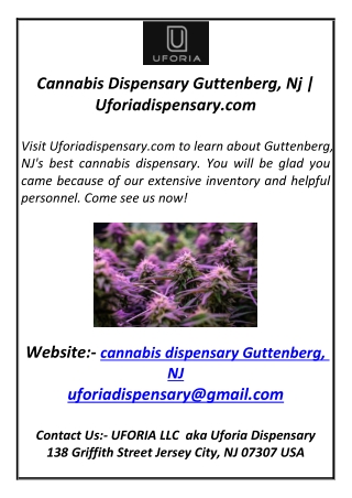 Cannabis Dispensary Guttenberg, Nj  Uforiadispensary.com