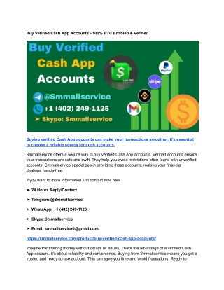 Buy Verified Cash App Accounts - 100% BTC Enabled & Verified
