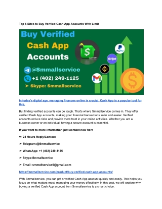 Top 5 Sites to Buy Verified Cash App Accounts With Limit