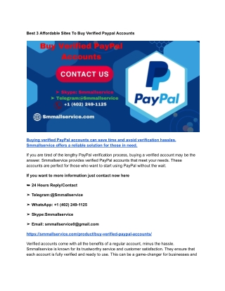 Best 3 Affordable Sites To Buy Verified Paypal Accounts