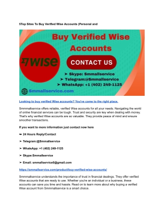 5Top Sites To Buy Verified Wise Accounts (Personal and