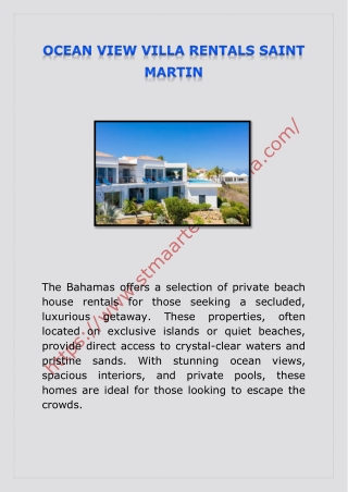 OCEAN VIEW VILLA RENTALS SAINT MARTIN