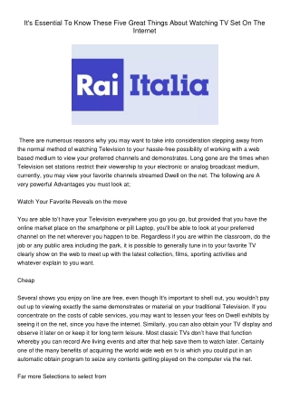 ItsEssentialToKnowTheseFiveGreatThingsAboutWatchingTVSetOnTheInternet