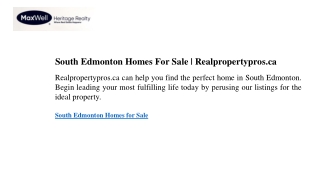 South Edmonton Homes For Sale  Realpropertypros.ca