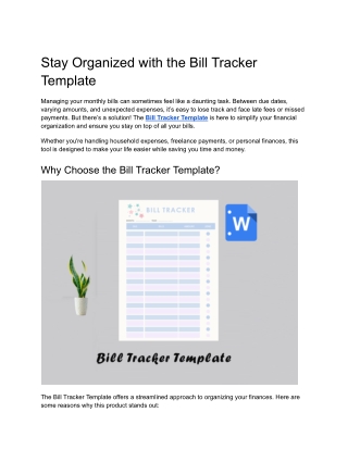 Bill Tracker Template