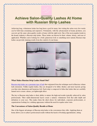 Achieve Salon-Quality Lashes At Home with Russian Strip Lashes