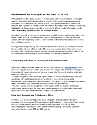 Why Marketers Are Investing in a China Email List in 2024