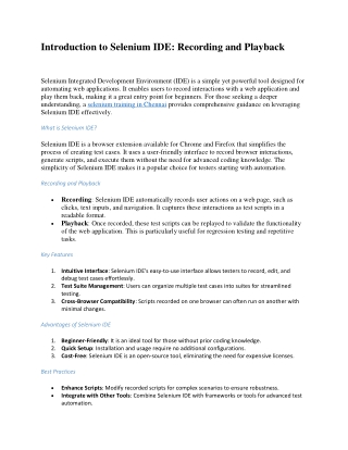 Introduction to Selenium IDE: Recording and Playback
