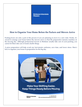 How to Organise Your Home Before the Packers and Movers Arrive