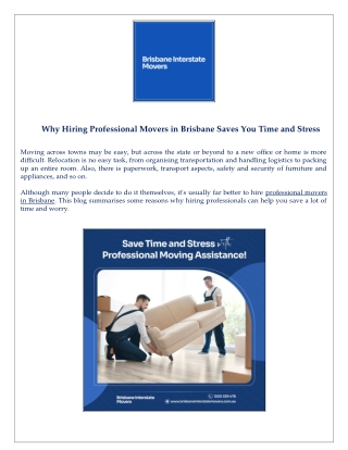 Why Hiring Professional Movers in Brisbane Saves