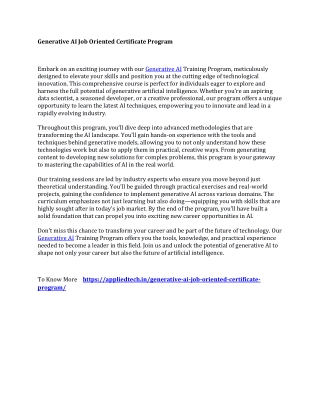 Generative AI Job Oriented Certificate Program