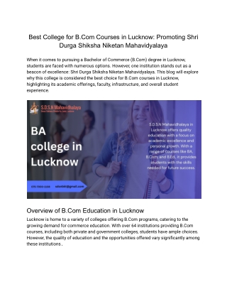 Best College for B.com