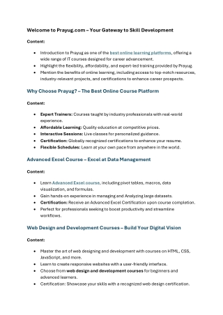 Prayug gives online IT Professional courses