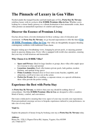 The Pinnacle of Luxury in Goa Villas