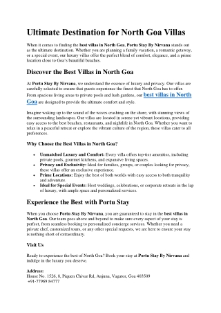 Ultimate Destination for North Goa Villas