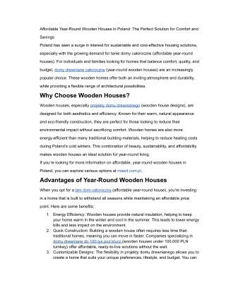 tani dom całoroczny