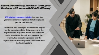 Expert IPO Advisory Services- Grow your Business with successful Public Offering