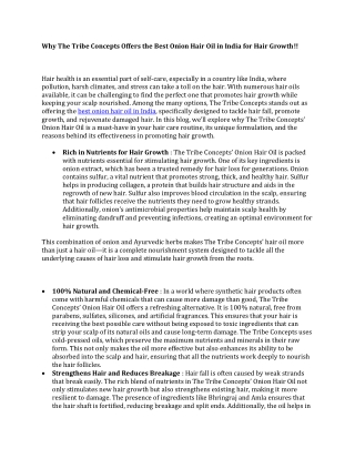 Why The Tribe Concepts Offers the Best Onion Hair Oil in India for Hair Growth!!