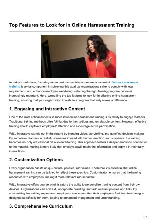 Top Features to Look for in Online Harassment Training