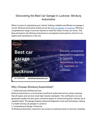 Best car garage in lucknow