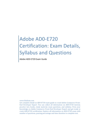 Adobe AD0-E720 Certification: Exam Details, Syllabus and Questions