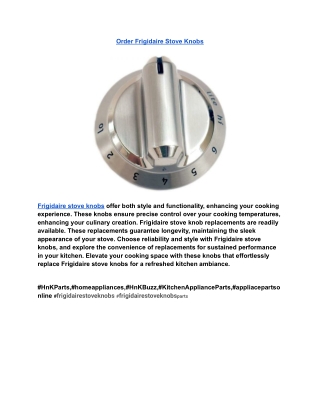 Order Frigidaire Stove Knobs