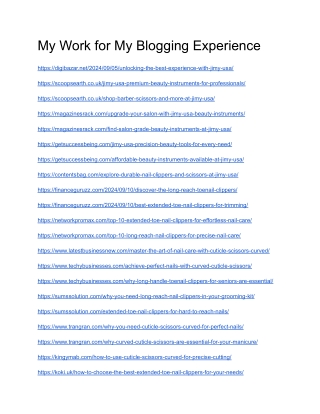 My Work for My Blogging Experience