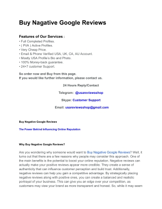 Buy Nagative Google Reviews