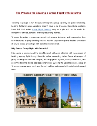 The Process for Booking a Group Flight with Seturtrip