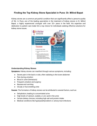 Finding the Top Kidney Stone Specialist in Pune_ Dr. Milind Bapat