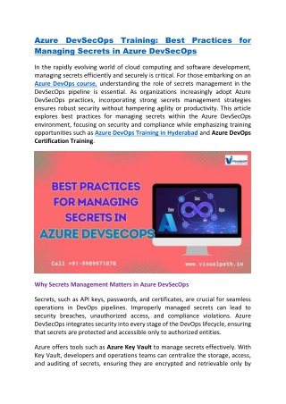 Azure DevSecOps Training | Azure DevOps Training in Hyderabad