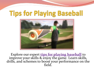 Tips for Playing Baseball