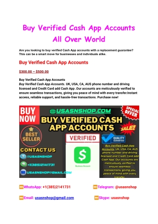 Buy Verified Cash App Accounts All Over World